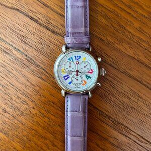 Michele Multicolor Dial Watch with Purple Strap